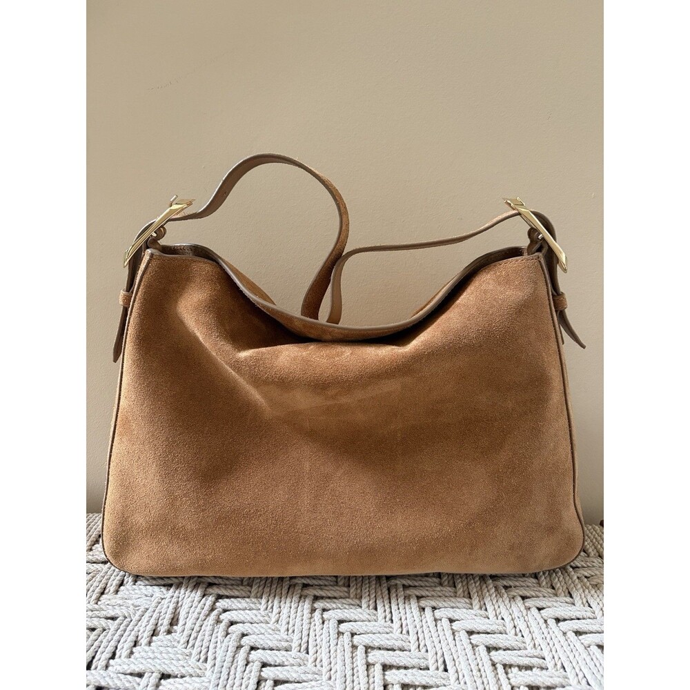 J.CREW Berkeley Slouchy shoulder bag Purse Blonde Espresso suede NWT Fall